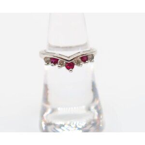 Vintage AVON RJ GRAZIANO Pink Sapphire Silver Tone Wishbone Ring Size 6